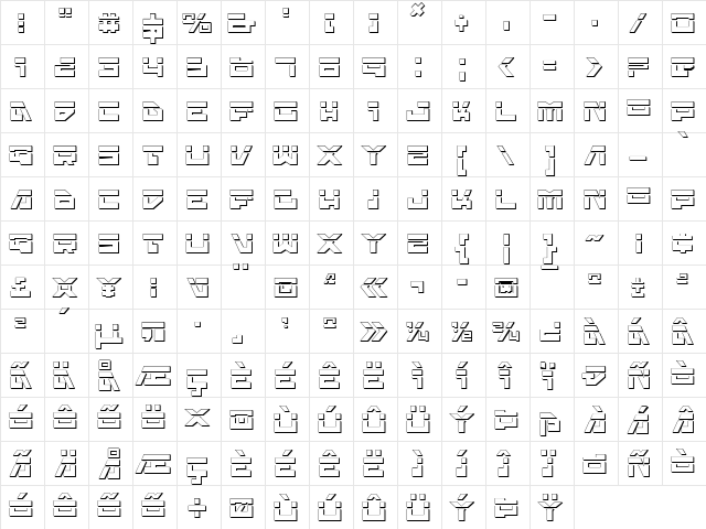 Trajia Laser 3D Laser 3D  glyph index