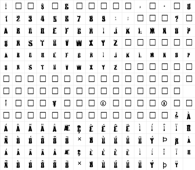FZ WARPED 22 Normal  glyph index