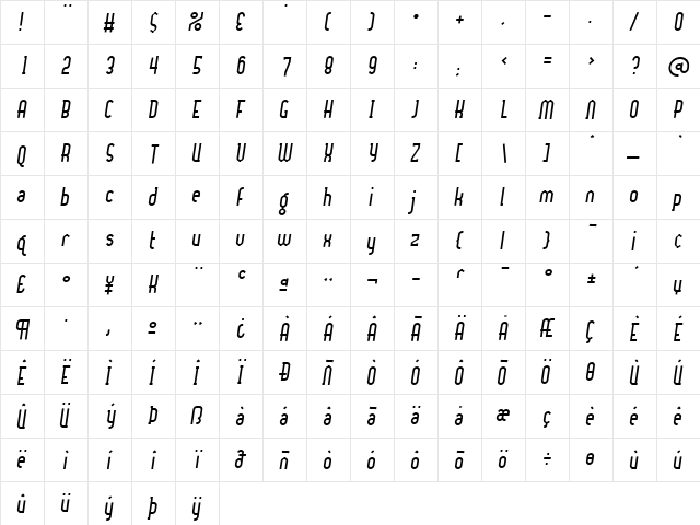 Centrifuge Regular  glyph index