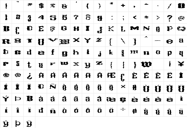 FZ WACKY 16 EX Normal  glyph index