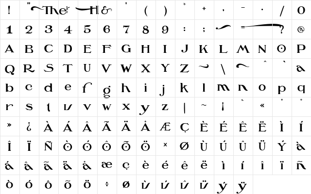 Oz'sWizard Tin Woodman  glyph index