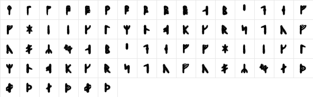 Skraeling Runic Regular  glyph index