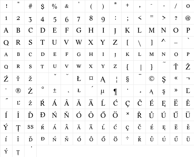 LifeSCTEE Regular  glyph index