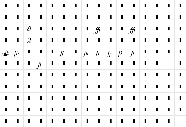 Baskerville1757Ligatures Italic  glyph index