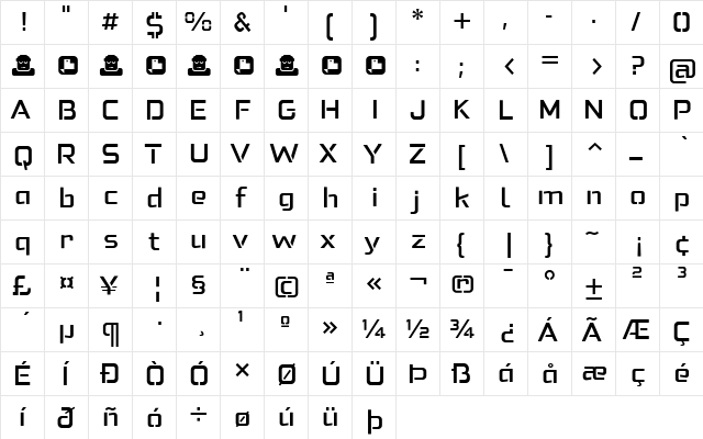 Felona st Med Regular  glyph index