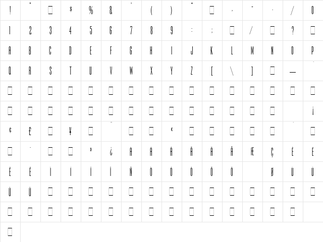 Iris LET Plain  glyph index