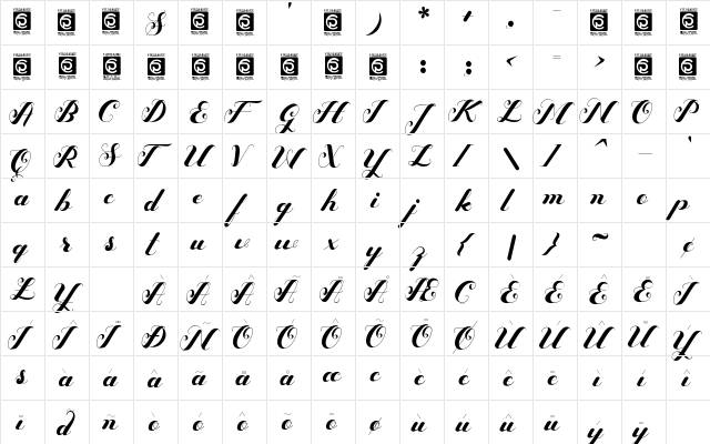 Bigdot Freeversion Regular  glyph index
