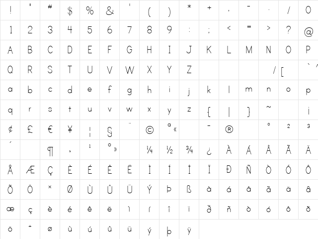 Print Clearly Regular  glyph index