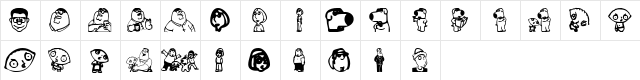 Griffinbats Regular  glyph index