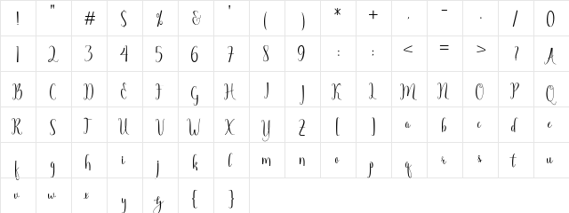 azelia free Regular  glyph index