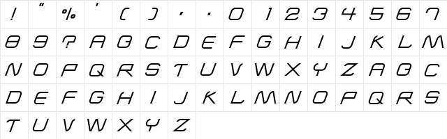 Airline Normal  glyph index