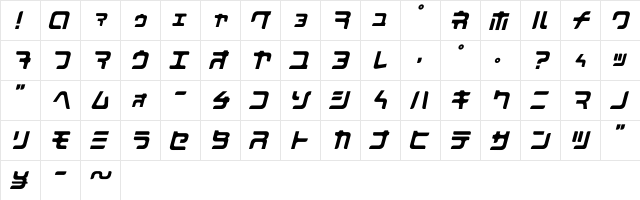 MarkingMarker KANAItalic  glyph index