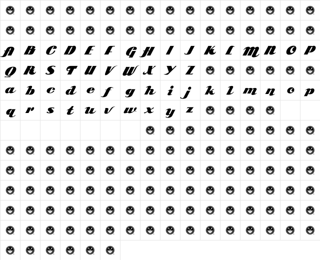SCRIPT ARB-85 Poster Script Normal  glyph index