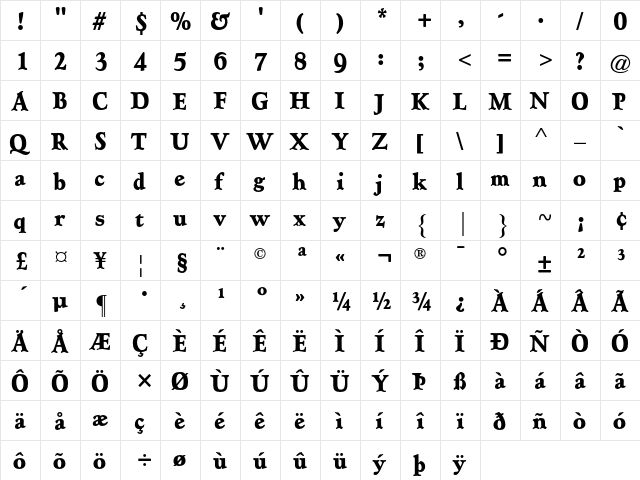 Hadriano AT ExtraBold Cond Regular  glyph index