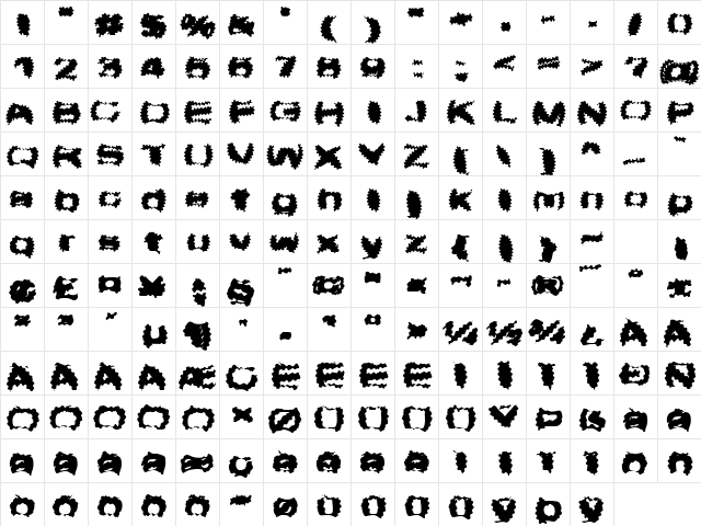 Mermaid Migrane Regular  glyph index