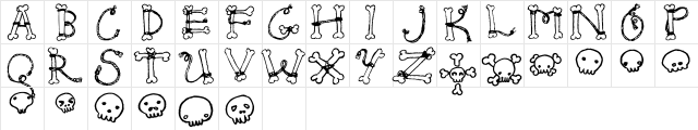 Bones & Rope Regular  glyph index