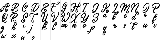 Vonday Regular  glyph index