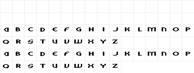 Aliu Baba Regular  glyph index