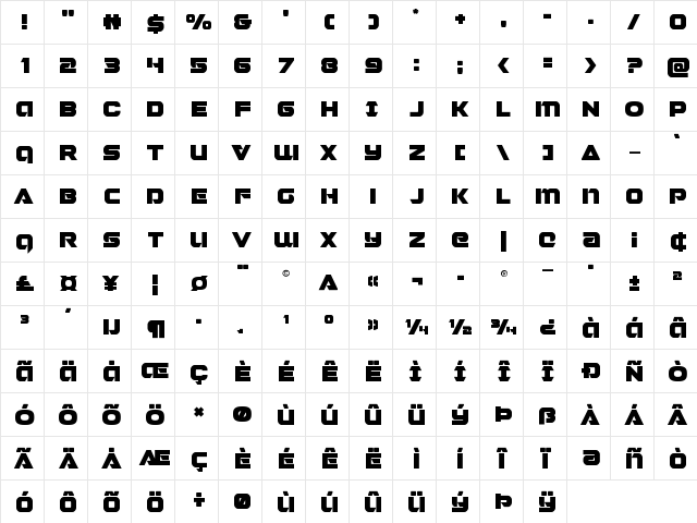 Jeebra Title Title  glyph index