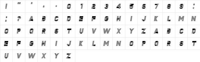 Fudged Italic  glyph index