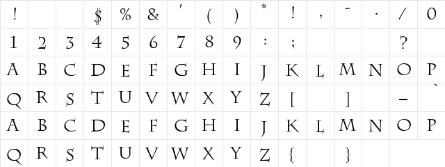 82 Regular  glyph index