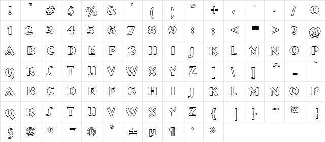 a_BremenBldOtl Regular  glyph index