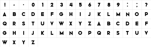 Catamaran Regular  glyph index