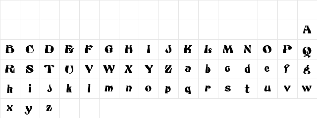 Odeon Demo Regular  glyph index