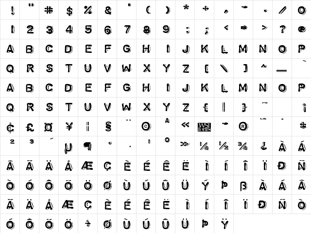 VacuformExpanded Regular  glyph index