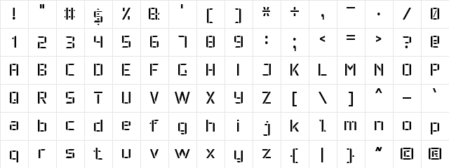 Military Font 7 Regular  glyph index