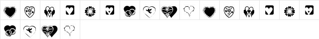 KR Heartiness Regular  glyph index