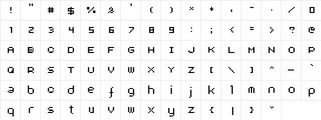AuX DotBitC Regular  glyph index