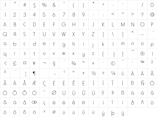 Horatio D Light  glyph index