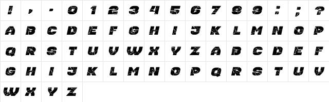 Housebreak Ext Grunged Italic  glyph index