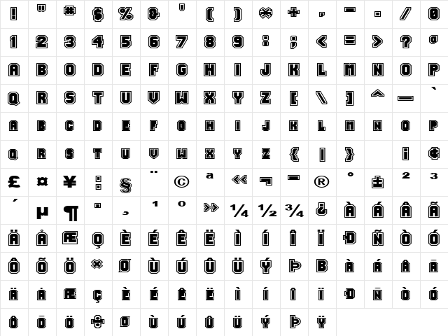 JerseyExtended Normal  glyph index