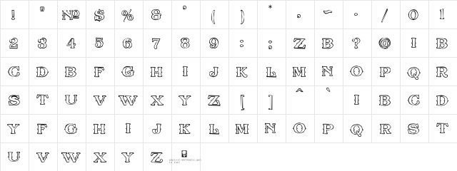 LHF Old Abe OUTLINE Regular  glyph index