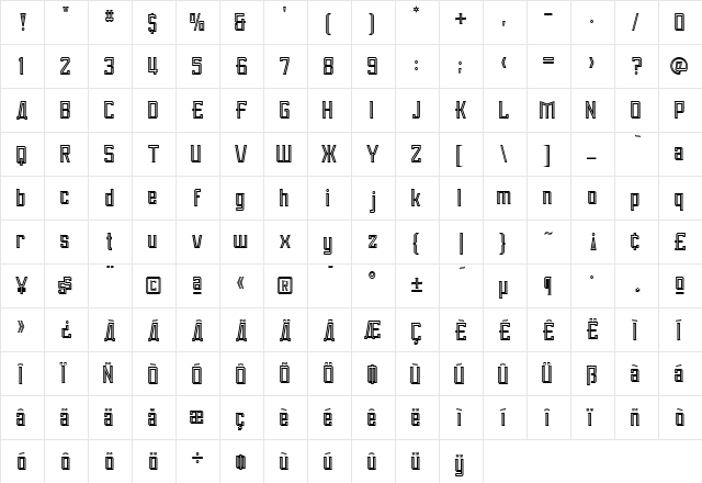 Aleksei Medium  glyph index