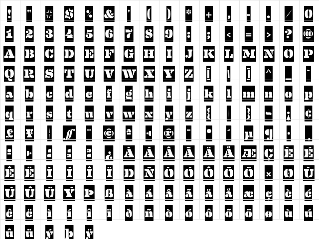 Eames Century Modern Sten Cam Regular  glyph index