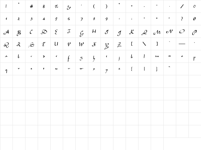 Dating 5 Regular  glyph index