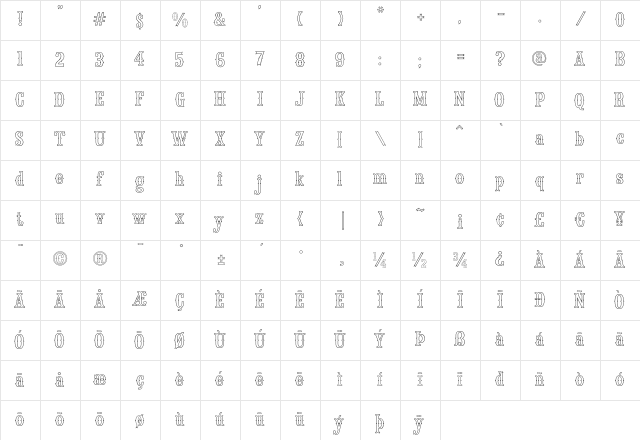 Saloon Girl Fill Lines Regular  glyph index