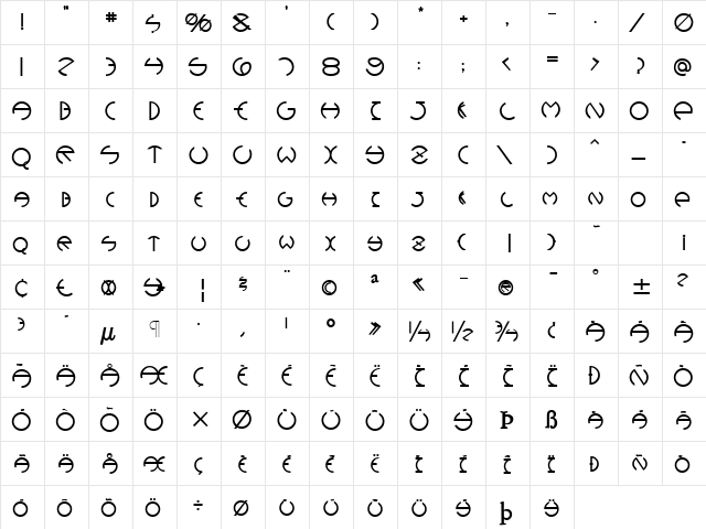 Devil Medium Normal  glyph index