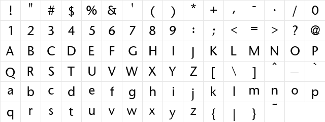 StoneSans Regular  glyph index