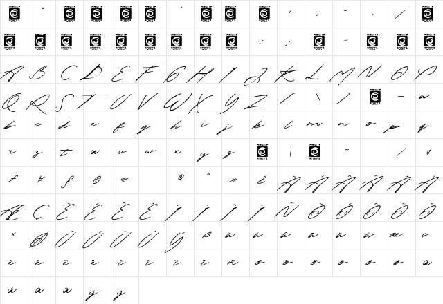 The Excited Regular  glyph index