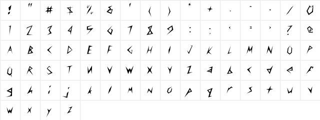 MunsyFont Regular  glyph index