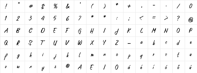 Unforgotten Regular  glyph index