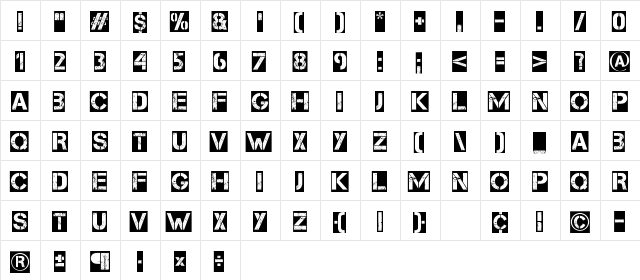 Capture it Regular  glyph index