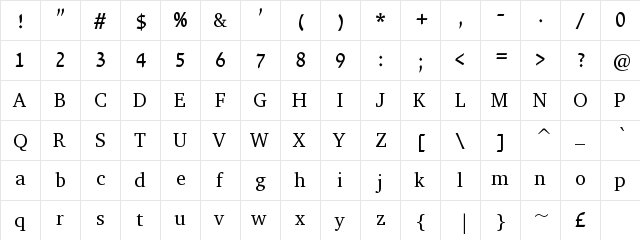 Taamey David CLM Medium  glyph index