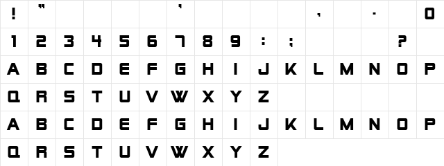 Standing Harry Regular  glyph index