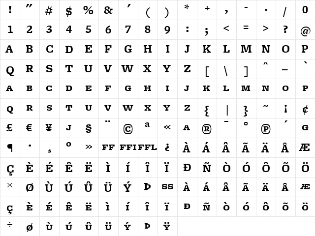 FreightMicro BoldSC  glyph index