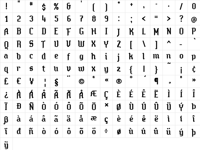 Semper Idem Regular  glyph index